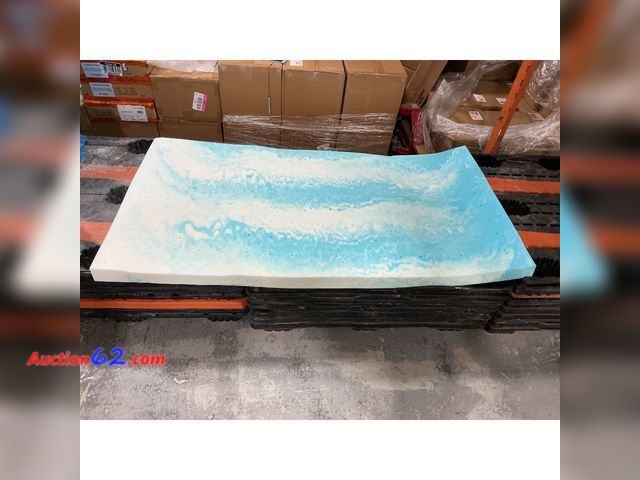 Lot 44-1145i - Memory Foam Mattress Topper, Blue/White,  E-Commerce Return, A basic inspection has been given to this item. Sold AS-IS. See All Photo's Not...