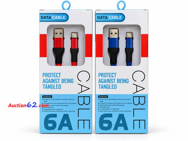 Lot 44-6097m - Data cable for IPhone  1 Red, 1 Blue, Appears New, A basic inspection has been given to this item. Sold AS-IS. See All Photo's Not Tested Ne...