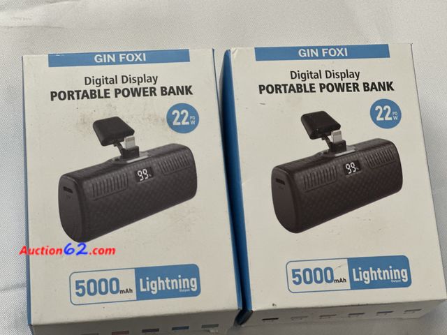 Lot 44-6170w - 2-GIN FOXI Apple products digital portable lighting power bank. New. See All Photo's Tested & Working Never opened, Factory Sealed