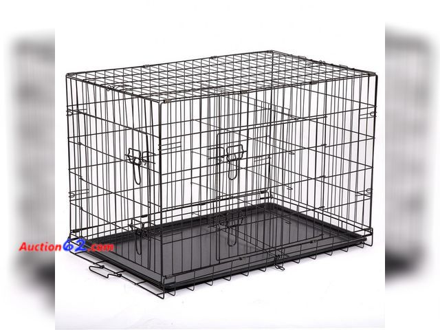 Lot 44-247p - 24" Pet Kennel Cat Dog Folding Crate Wire Metal Cage W/Divider Appears New, A basic inspection has been given to this item. Sold AS-IS.