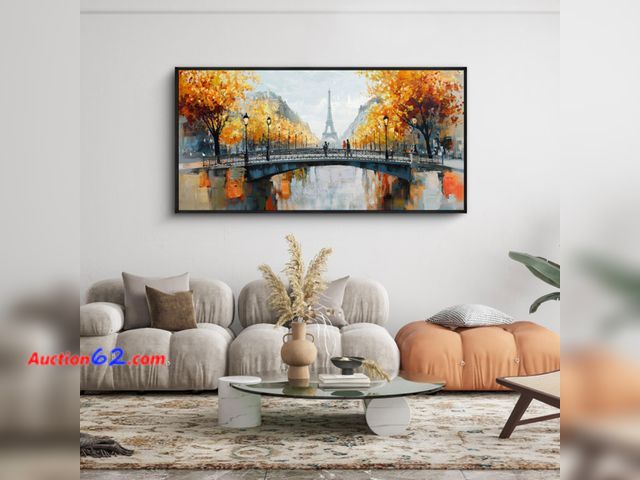 Lot 44-121e - Parisian Bridge Landscape Wall Art Canvas Print See All Photo's Appears New, A basic inspection has been given to this item. Sold AS-IS.