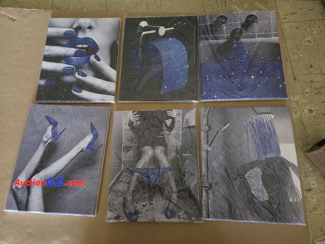 Lot 44-6555k - Framed Fashion Wall Art Bathroom Wall Decor Prints Blue, Black and White Canvas Posters Photos Pictures with WOOD FRAME Modern Women (Blue, ...
