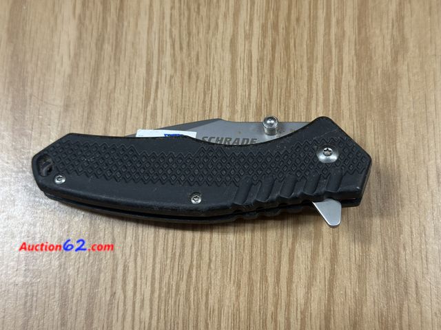 Lot 44-6107o - Schrade lock blade knife with belt clip.#1085958. Pre tagged $14 from store closing. New NO BOX. Appears New, A basic inspection has been gi...