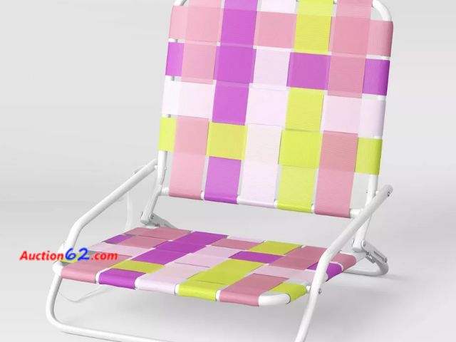 Lot 44-4065b - $30 Retail value- Target PinkYellow Folding Beach Chair Appears New, A basic inspection has been given to this item. Sold AS-IS. See All Pho...