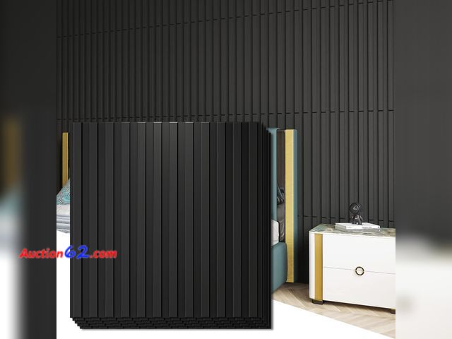 Lot 44-147o - Art3d Slat Wall Panel, 3D Fluted Textured Panel 12-Tile 19.7 x 19.7in. - Cover 32 Sq.Ft., Black Appears New, A basic inspection has been giv...