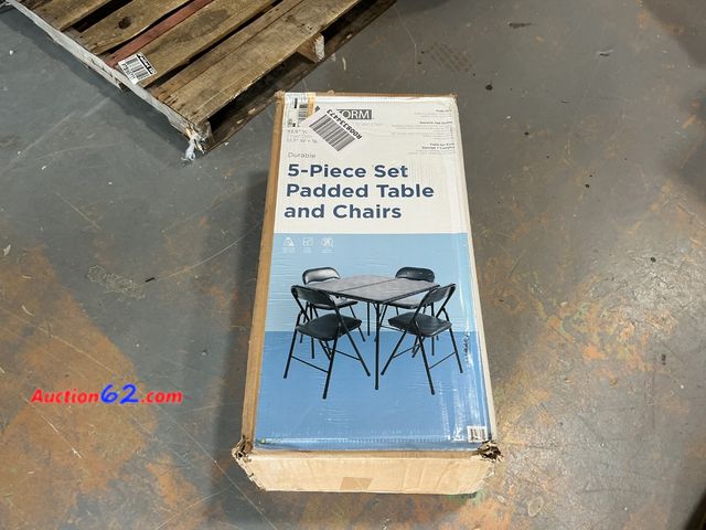 Lot 44-771a - $89 Retail price - Peakform 5pc Folding Table Set Black: Vinyl Padded, Space-Saving Storage, No Tools Assembly Not Tested See All Photo's E-...