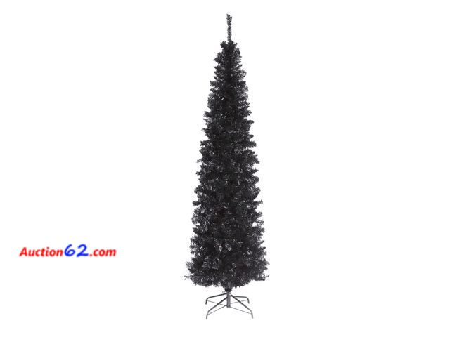 Lot 44-1120i - National Tree Company 6 ft Unlit Black Tinsel Artificial Christmas Tree, 520 Tips, Includes Stand E-Commerce Return, A basic inspection has ...