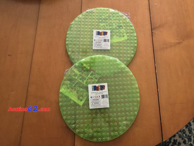 Lot 44-3026q - Lot of 2 - Premium Big Briks Green 12.5" Diameter Circle Stackable Baseplate - Compatible with LEGO Brand Big Bricks – New in Sealed Package...