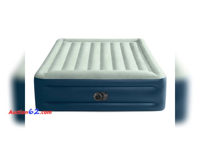 Lot 44-125o - Intex Elevated 18" Pillow Rest Queen Air Mattress with Internal Pump - Off-White/Blue Appears New, A basic inspection has been given to this...