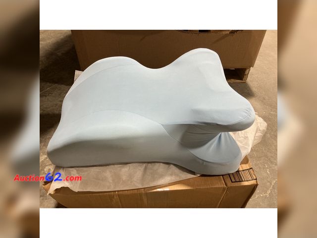 Lot 44-4050w - Light Blue Backrest Lumbar Support Pillow E-Commerce Return, A basic inspection has been given to this item. Sold AS-IS.
