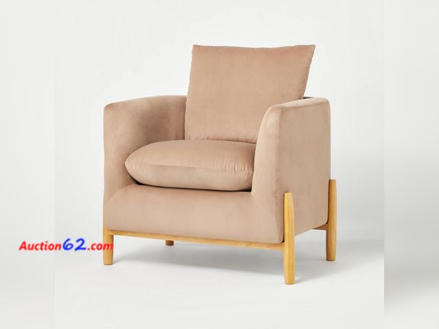 Lot 44-734a - $450 Retail price - Elroy Accent Chair with Wooden Legs Brown Velvet - Threshold™ Designed with Studio McGee: Polyester Upholstery, Plywood ...