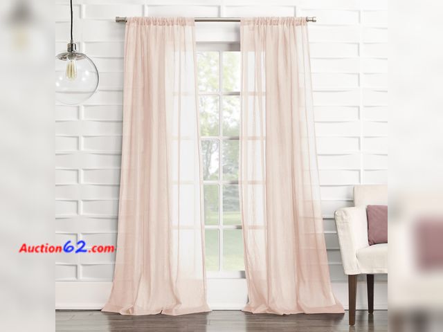 Lot 44-2604w - No. 918 - 56520 Tayla Crushed Texture Semi-Sheer Rod Pocket Curtain Panel, 50" x 95", Blush Pink Appears New, A basic inspection has been gi...