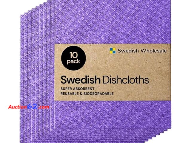 Lot 44-6829b - Swedish Wholesale Swedish DishCloths for Kitchen- 10 Pack Reusable Paper Towels Washable - Eco Friendly Cellulose Sponge Microfiber Dish Clo...