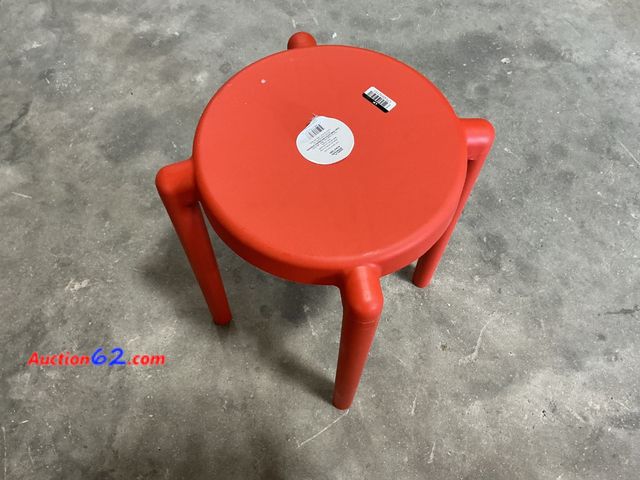 Lot 44-358e - Room &amp; Joy Red Plastic Accent Table E-Commerce Return, A basic inspection has been given to this item. Sold AS-IS. See All Photo's