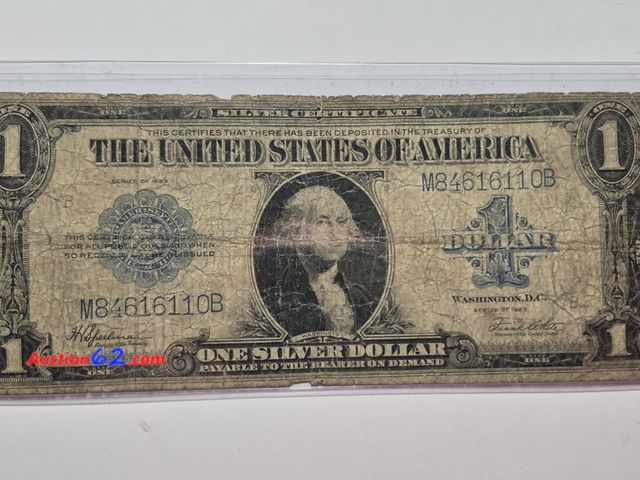 Lot 44-8305i - 1923 LARGE SIZE $1 SILVER CERTIFICATE. THIS IS THE LAST YEAR THEY MADE LARGE SIZED SILVER CERTS BEFORE THEY WENT TO SMALL FUNNYBACKS. COMES ...
