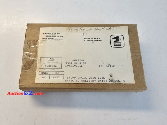 Lot 44-8309x - ORIGINAL U.S. MINT MAILER BOX OF FIVE (5) 1977 MINT SETS! THEY WILL BE VERY FRESH.