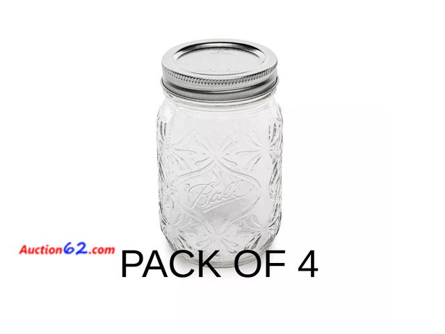 Lot 44-1618b - Ball 4pk 16oz Pint 140th Anniversary Regular Mouth Mason Jar: Glass Canning Jars, Dishwasher-Safe, Clear Appears New, A basic inspection has...