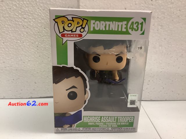 Lot 44-6229e - POP! Games, FORTNIGHT, “Highrise Assult Trooper” #431, Vinyl Figure. Appears New, A basic inspection has been given to this item. Sold AS-IS...