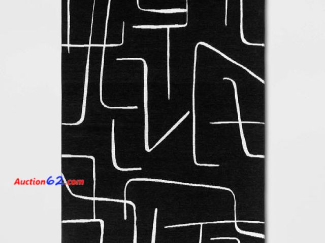 Lot 44-203b - Abstract Lines Outdoor Area Rug Black Appears New, A basic inspection has been given to this item. Sold AS-IS. See All Photo's Not Tested