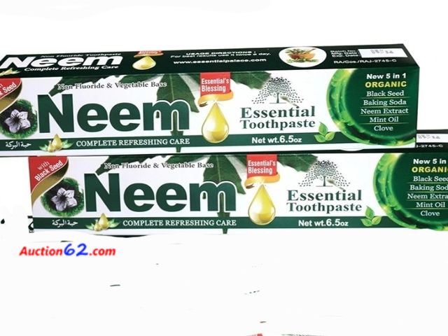 Lot 44-6561p - Lot of 2 NEEM ESSENTIAL TOOTHPASTE New 5 in 1 Formula Appears New, A basic inspection has been given to this item. Sold AS-IS.