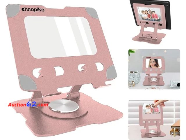 Lot 44-6550r - chnopiko Tablet Stand with Makeup Mirror and Photo Frame,Suitable for iPad Tablet,Phone,E-Reader,Make-up and Display a Photo (Pink) Appears ...