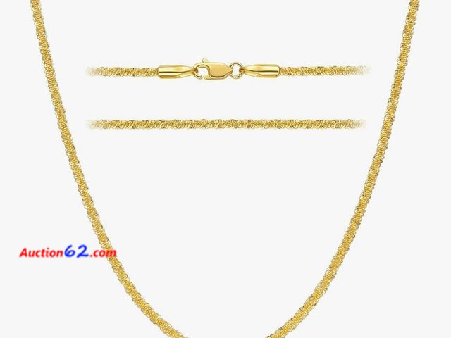Lot 44-6598t - 20in 14K Gold PLATED Chain for Men or Women Non Tarnish Golden Jewelry for Womens Elegant and Clean Look Dainty Necklace for Women Byzantine...