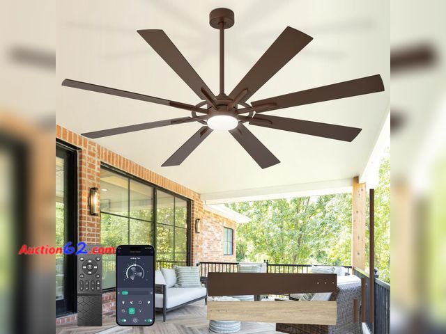 Lot 44-1113o - $209.99 Retail price - BvenuBigLite Large Ceiling Fans with Lights: Modern 72 Inch 8 Blade Outdoor Ceiling Fan with Remote APP Control - Dim...
