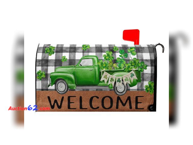 Lot 44-948e - St Patrick's Day Mailbox Covers Magnetic Buffalo Check Lucky Shamrock Mailbox Cover Standard Size 25.5 x 21 Inchs Lucky Clover Truck Wrap Po...