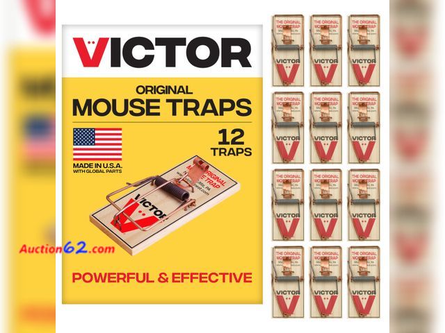 Lot 44-2659f - Victor Metal Pedal Mouse Traps, 12-Pack, Reusable Wooden Snap Traps Appears New, A basic inspection has been given to this item. Sold AS-IS....