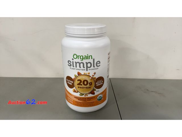 Lot 44-1647j - Orgain USDA Organic Simple Plant Protein Powder Chocolate Peanut Butter Cup 36.2 Not Tested See All Photo's Appears New, A basic inspection ...