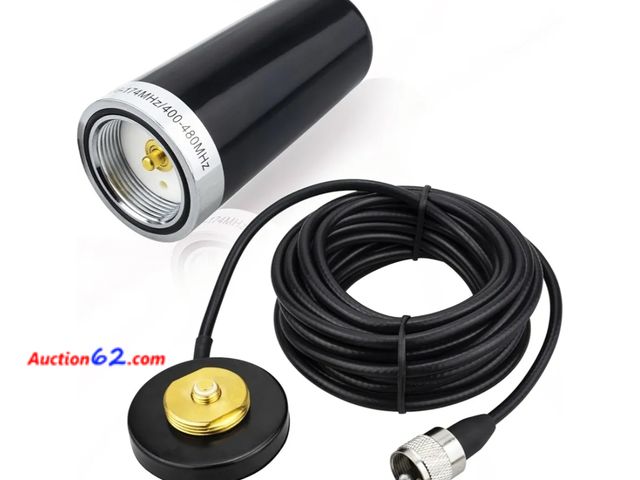 Lot 44-6832p - 3.5 Inch Dual Band VHF UHF Antenna PL259 with Magnetic Base RG58/U Coaxial Cable 136-174MHz 400-480MHz PL259 Male Cable Appears New, A basic...
