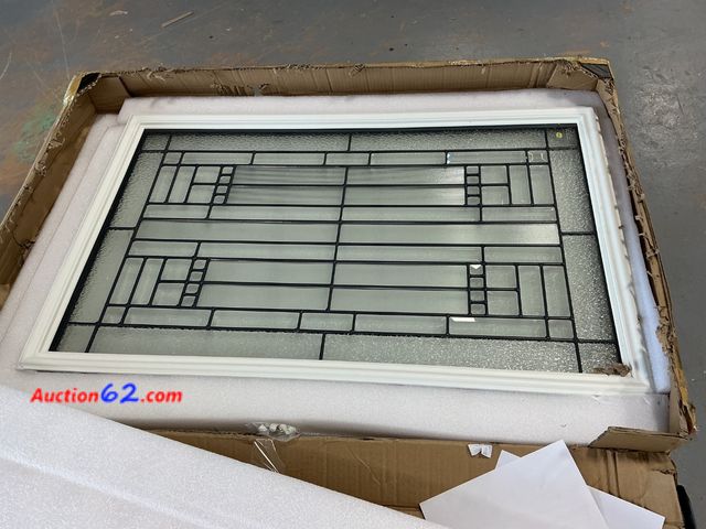 Lot 44-726w - $389.99 Retail price - 1 corner of molding is chipped. Pushglossy Entry Door Glass Insert White Exterior Front Door Window Inserts Replaceme...