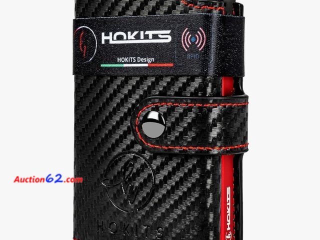 Lot 44-6703g - HOKITS men's wallet document holder small credit card holder money clip (Red-black) Appears New, A basic inspection has been given to this i...