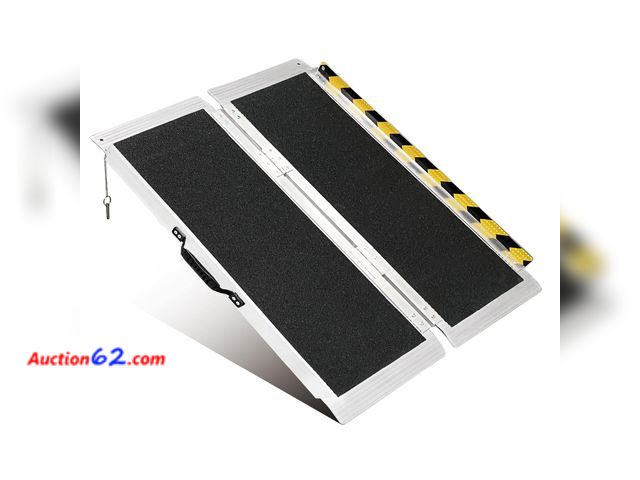 Lot 44-159 - $99.99 Retail price - 3FT Portable Wheelchair Ramp, Non-Slip Aluminum Folding Handicap Ramp, 800 LBS Capacity Door Threshold Ramps for Home ...