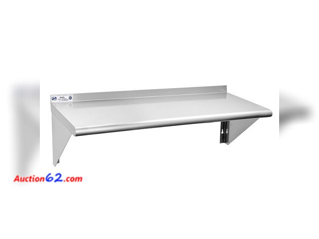 Lot 44-193 - $78.99 Retail price - Hally Stainless Steel Shelf 14 x 48 Inches, 350 lb, Commercial Wall Mount Floating Shelving for Restaurant, Kitchen, H...