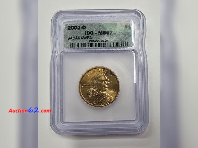 Lot 44-8351f - 2002-D SACAGAWEA DOLLAR GRADED MS67 (MINT STATE) BY ICG. MINTED IN DENVER.-NT