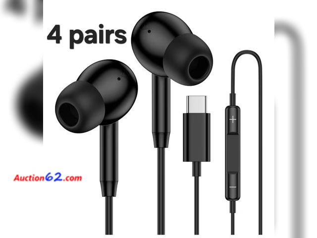 Lot 44-6535w - 4 Pairs New Bee Wired Earbuds Earphones CH25 Appears New, A basic inspection has been given to this item. Sold AS-IS.