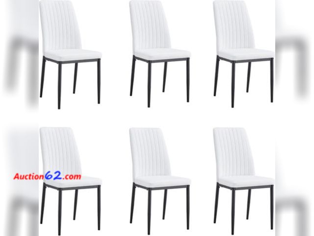 Lot 44-46e - 396$ Retail value- ZNTS Modern Dining Chairs Set of 6, Side Dining Room/Kitchen Chairs, Faux Leather Upholstered Seat Appears New