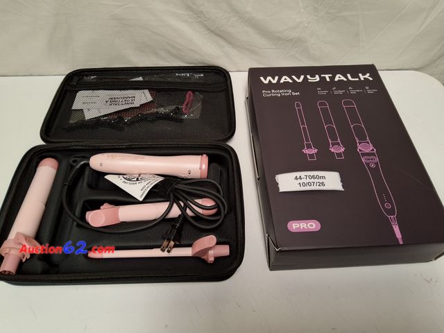 Lot 44-7060m - Wavytalk Pro rotating curling iron set, pink E-Commerce Return, A basic inspection has been given to this item. Sold AS-IS.