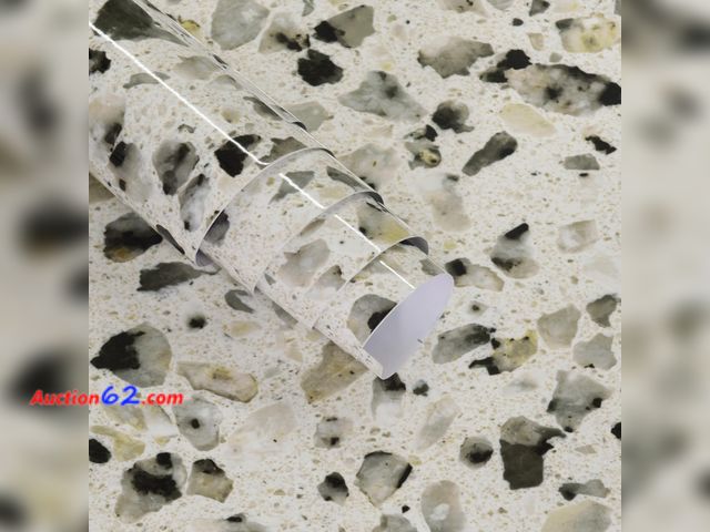 Lot 44-2626w - Boobest Extra Wide Terrazzo Contact Paper 31.5"x157.4" Thick Contact Paper for Countertops Peel and Stick Marble Wallpaper Glossy Granite Vi...