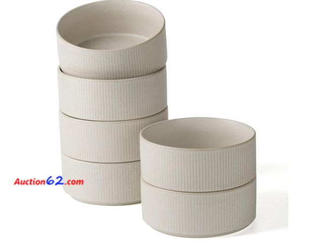 Lot 44-1728f - famiware Star Cereal Bowl Set, Soup Bowls Set of 6, Double Reactive Glaze, Stackable, 23oz Deep Bowls Suitable for Cereal, Popcorn, Oatmeal,...