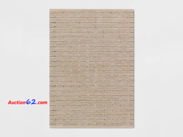 Lot 44-299p - Retail of $100- 5’ X 7’ Woven Striped Flatweave Rug Black/Cream - Threshold™ E-Commerce Return, A basic inspection has been given to this it...
