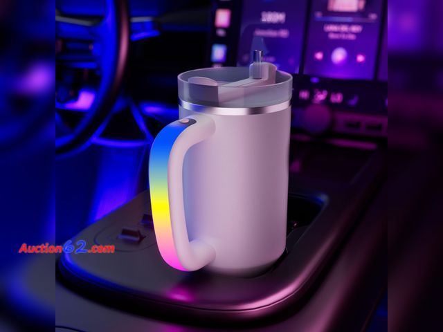 Lot 44-9013 - Retail of $30- Lot of (2) Arctiiro LED Light-Up Handle for Stanley Tumbler [40oz/30oz] - Anti-Slip RGB Color Changing Handle for Car Travel,...