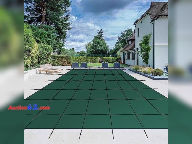 Lot 44-59z - Retail Value of $513- GARVEE Pool Safety Cover Fits 16x32ft Inground Pool, Rectangle Cover Green Mes...