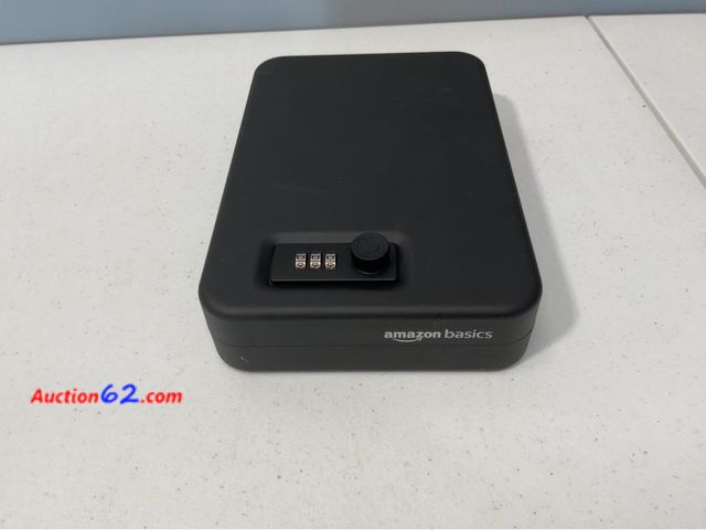 Lot 44-1656p - Amazon Basics Portable Security Case - Combination Lock, Keyless Entry, Black E-Commerce Return, A basic inspection has been given to this i...