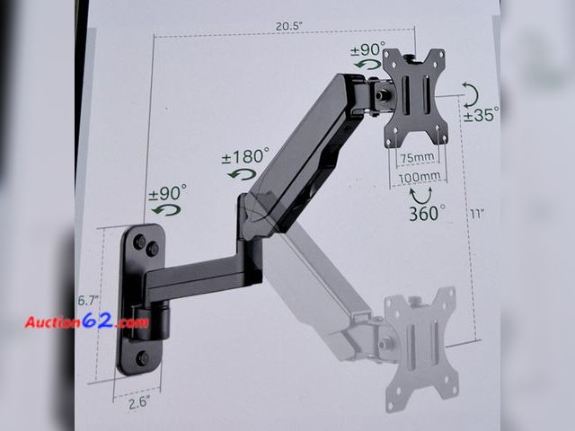 Lot 44-7484s - Monitor wall mount for 17-32 inch flat/curved screen, computer Monitor wall mount arm holds up to 17.6 lbs, TiH, VESA 75×75/100×100mm Appear...