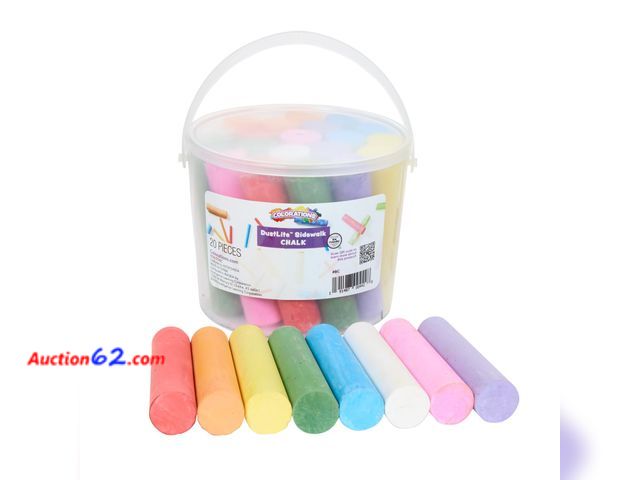 Lot 44-2644f - Colorations Jumbo Washable Sidewalk Chalk Set, 20 Pieces, 8 Assorted Colors Appears New, A basic inspection has been given to this item. Sol...