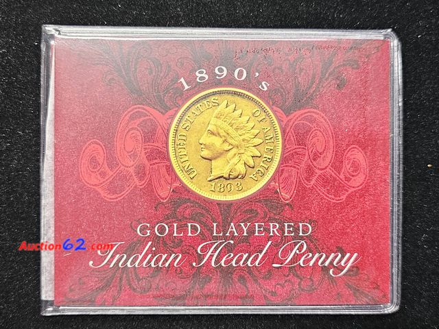 Lot 44-8326o - 1890's GOLD LAYERED INDIAN HEAD PENNY. COMES W/CERTIFICATE OF AUTHENTICITY.-NT