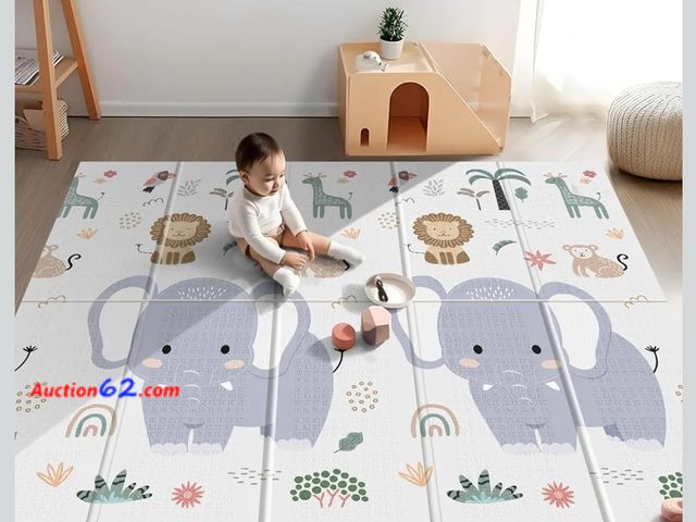 Lot 44-7423o - NOONKTY 79×71 Extra large baby play mat for floor, foldable foam playmat for babies 0-12 months &amp; kids, non-toxic waterproof baby mat fo...