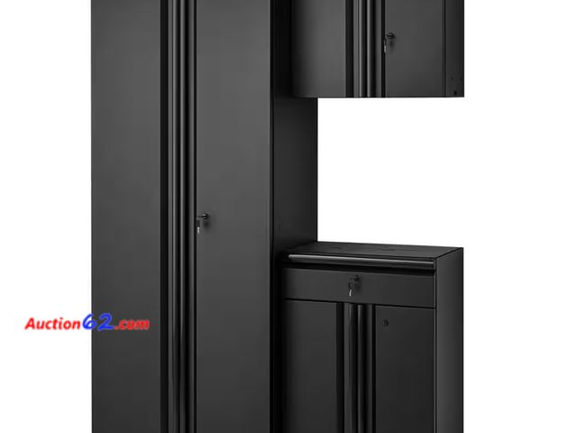 Lot 44-93g - Retail value of $698- Husky 3-Piece Regular Duty Welded Steel Garage Storage System in Black Appears New